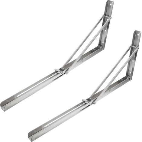 Lot de 2 supports d'étagère en acier inoxydable, conçus pour la cuisine, salle bain, le bureau et (1/5)