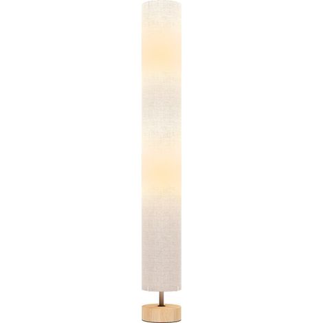 Lampadaire d'intérieur Lampadaire sur pied de salon avec abat-jour en lin, interrupteur à pied, 2 x douille E27, 120 cm, gris (1/5)