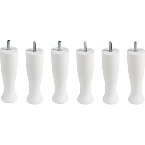 Juego 6 Patas Copa Relax 16 cm Rosca M8 para Base y Canapé  6 patas madera Blanco