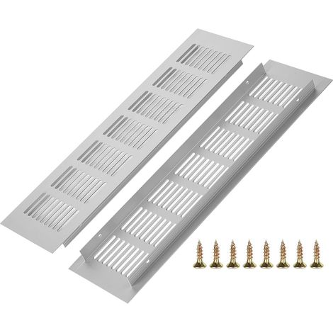 2 Stück Lüftungsgitter Aluminium, Belüftungsgitter, Ventilation Grille Rechteckig, für Schuhschrank, Bad, Küche, Wohnzimmer 80mm x 300mm (1/5)