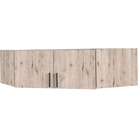 Sopralzo per armadio ad angolo con due porte della collezione FLEX, colore rovere wellington e grigio grafite.