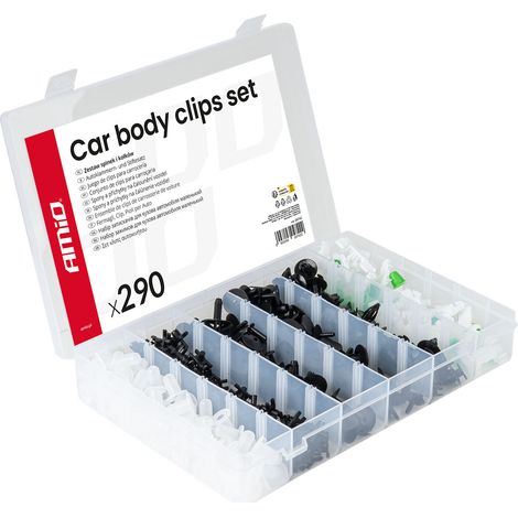 Set di clip e perni per auto, misura media, 290 pezzi amio-04742