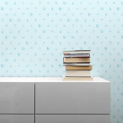 TADESSI Tapete Kinderzimmer M1-No.1563 Vliestapete Blau Babyzimmer Einfarbig Jungenzimmer Mädchenzimmer (1/5)