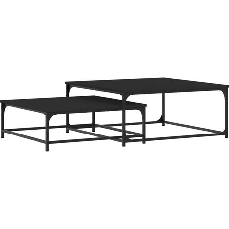 Set di 2 tavolini da caffè impilabili dal design contemporaneo in legno ingegnerizzato nero e ferro DEC040518