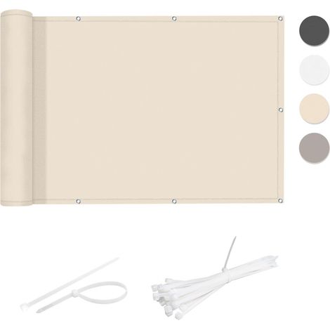 Brise Vue Balcon 85x800cm Imperméable,Cache Brise Opaque UV Résistant pour Balcon Exterieur Terrasse Jardin et Serre Câble,Light Khaki (1/5)