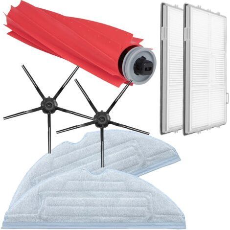 FENOPLASTICAAccessoires compatibles avec le robot aspirateur Roborock S7MaxV Ultra G10S Pro : 1 brosse principale, 1 chiffon, 2 filtres et 1 brosse latérale noire à cinq pointes (2 pièces) (1/5)
