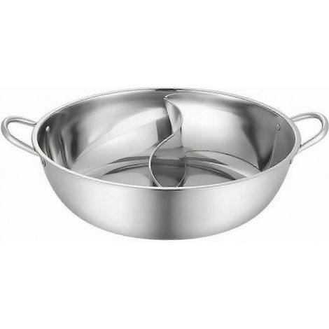 Marmite compartimentée en acier inoxydable avec louches batterie de cuisine double saveur - 32 cm sans couvercle (1/5)