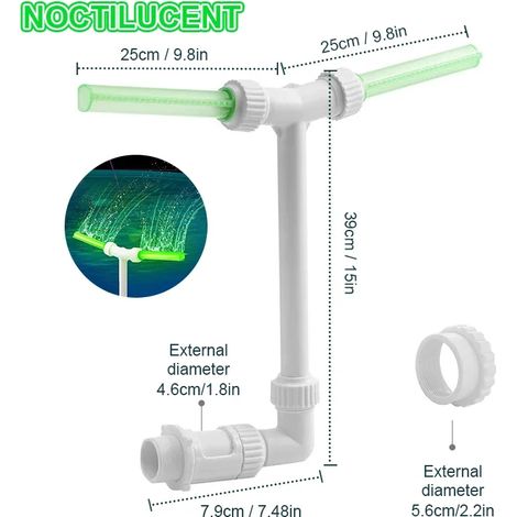 (HGB002327-B) Fontaine de piscine à double jet avec éclairage LED, cascade et décoration rafraîchissante pour piscine extérieure, spa et bassin (1/5)