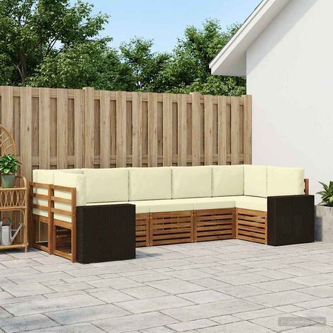 vidaXL Ecksofa Set mit Kissen 7 pcs Natur und Creme Polyester (1/5)
