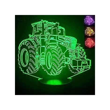 Veilleuse 3D en forme de camion tracteur, illusion d'optique, LED, 7 couleurs changeantes, interrupteur tactile, lampe de table/bureau, base plate en acrylique, câble USB, cadeau d'anniversaire (1/5)