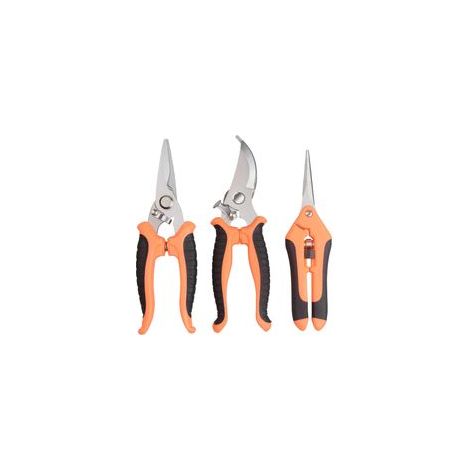 Un ensemble de 3 outils de jardinage d'intérieur et d'extérieur, comprenant un sécateur à rosiers, un sécateur à plantes et un sécateur en bois, avec des dimensions de 195,8/186/16,74,4 cm (orange) (1/4)