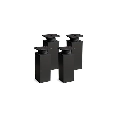 Pieds de meuble réglables lot de 4 – Noir mat – Hauteur 60mm – Forme angulaire – Pour meubles en bois dur et aluminium