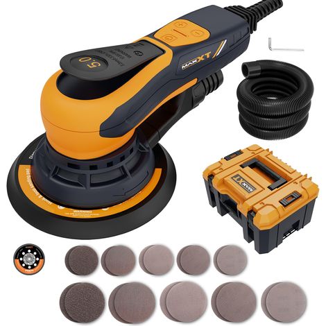 Ponceuse orbitale 5,0mm sans balais, Ponceuse électrique 350W 6 vitesses réglables (4000-10000 tr/min) Plateaux 150 (1/5)