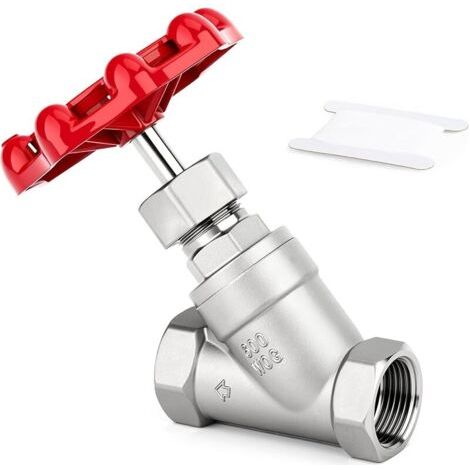 Pair Vanne à soupape robuste, 1\" BSP 304 en acier inoxydable femelle x femelle à filetage rotatif avec poignée à molette pour eau, huile, gaz 600WOG (1/5)
