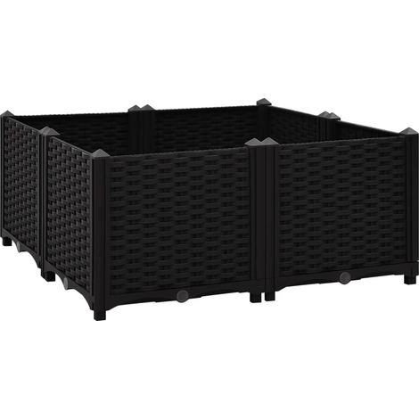 Fioriera rialzata piante fiori giardino 80 x 80 x 38 cm polipropilene nero 020000959