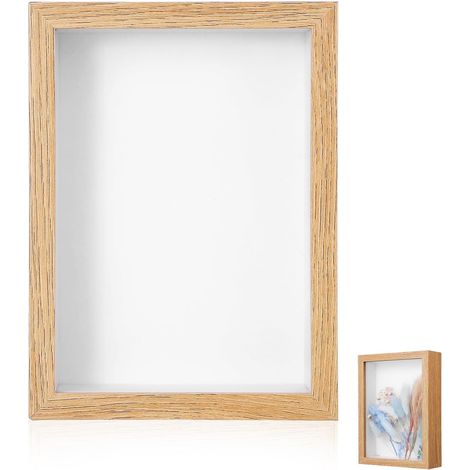 Cadre Photo Bois Naturel 7 Pouces Profondeur 3 Cm pour Fleurs Séchées, Boîte de Présentation DIY, Vitrine Murale Table pour Décoration Intérieure, Cadre Floral en Bois Ajouré (1/5)