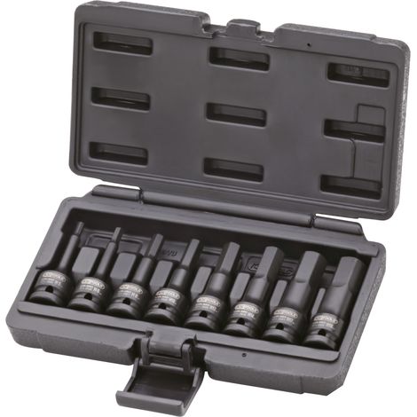 KS Tools - Jeu de 8 douilles tournevis à chocs longues 6 pans 1/2'', 5-6-8-10-12-14-17-19 mm - 911.0902
