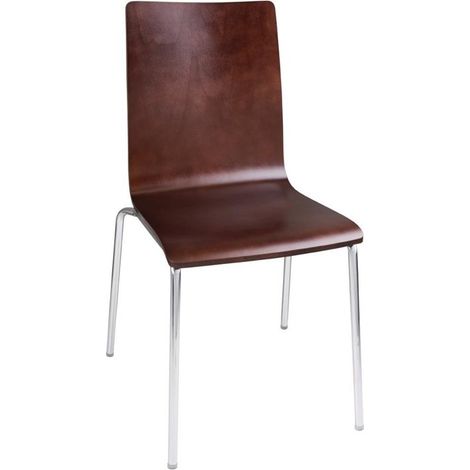 Lot de 4 chaises en acier chromé (H)460 mm empilables, marron foncé (1/5)