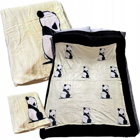 Couverture polaire chaude d'hiver Panda avec motifs de pandas 130x150