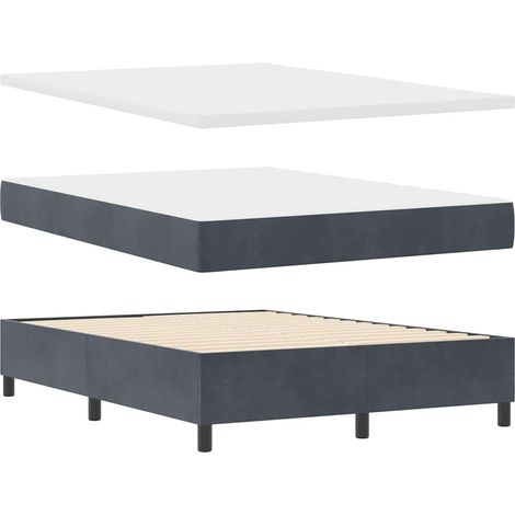 Cama tipo Box Spring Gris oscuro 140 x 200 cm Terciopelo vidaXL (1/5)
