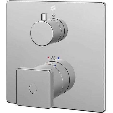 BERNSTEIN - Miscelatore termostatico per doccia, a parete, da incasso, ottone, cromato, funzione antiscottatura - 14x14x7cm (LxAxP) - LAVOA	cromo