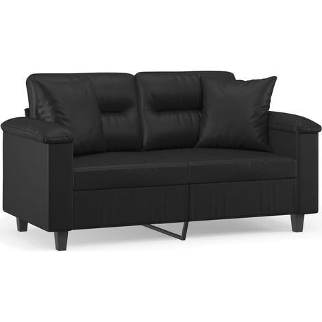Maison Exclusive - Divano a 2 Posti con Cuscini Nero 120 cm in Similpelle