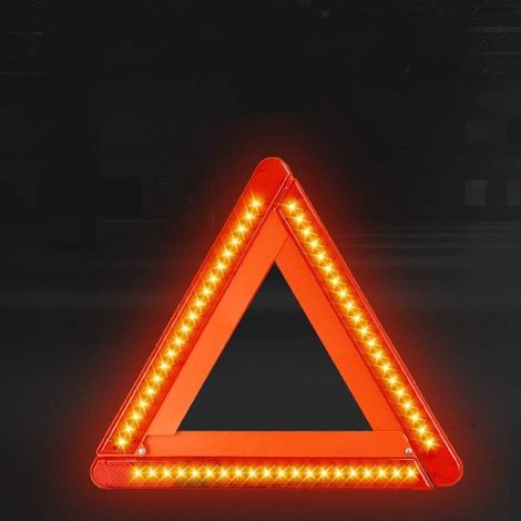Triangle De Signalisation - LED Rouge - Réfléchissant Jour Et Nuit - Pliable - Pour Voiture Fourgonnette Camion - 40 X 38 Cm - 1 Pièce (1/3)