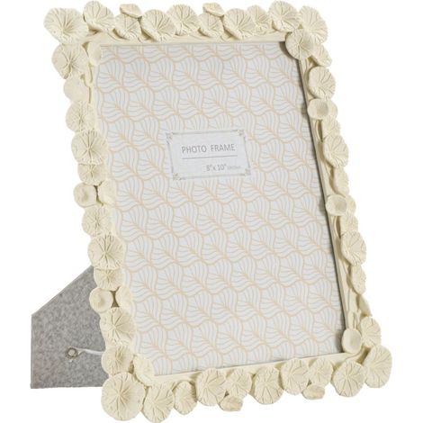 Cornice portafoto Lotus in resina crema con fiori di loto 20x25