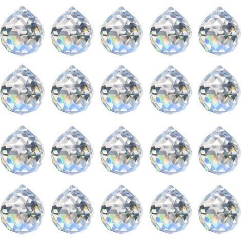 20pack 20mm Boule de Cristal Prisme Suspension Lustre Feng Shui Attrape-Soleil Mariage Maison Feng Shui Attrape-Soleil