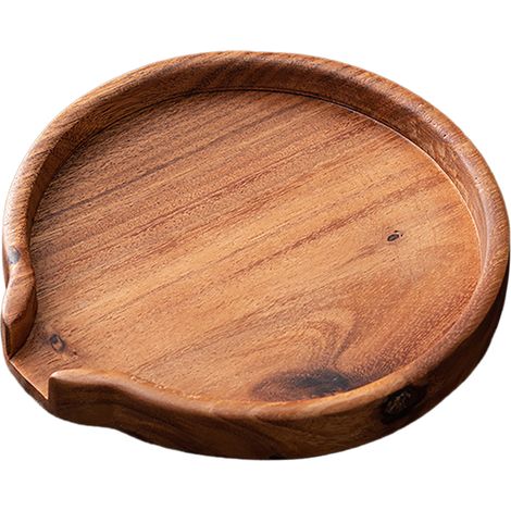 Vassoio Rotondo in Legno Massiccio con Apertura a U – Design Scandinavo, Superficie Levigata – Ideale per Servizio Tè, Frutta e Snack in Soggiorno o Cucina (1/5)