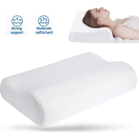 Oreiller Ergonomique - Mémoire de Forme - Fibre de Bambou - Lavable - 50x30x10/7cm - Confort Ferme (1/5)