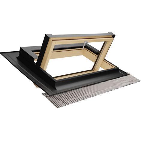 Emica Finestre da tetto, Lucernario Linea Habitat con apertura Bilico in alluminio, Vetrata basso emissivo Certificata, Interno Legno Abete, Apertura a 130 gradi (114x70 Base x Altezza) (1/5)