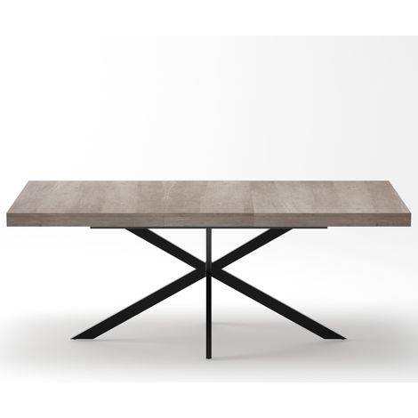 Tavolo da pranzo allungabile 140-180 cm con vano portaoggetti, MDF e metallo grigio (1/5)