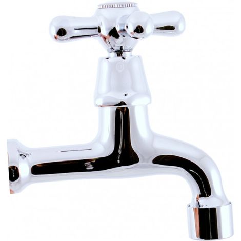 Robinet tap mural rétro en laiton chromé (1/3)