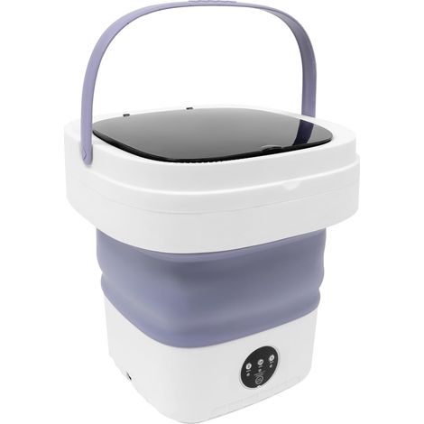 Machine à laver portable, mini machine à laver pliable de 12 litres avec grande capacité pour appartements, dortoirs, camping-cars, hôtels, violet (1/5)