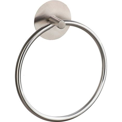 Anneau porte-serviettes en acier inoxydable sans poinçonnage pour toilettes de salle de bain, argent (1/5)