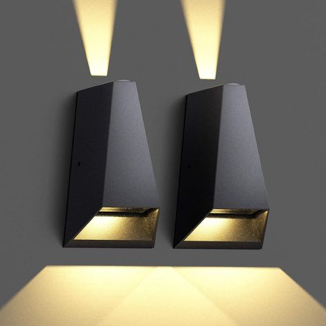 2 Pack Applique Murale Interieur/Exterieur, Moderne Applique Murale, Aluminium Lampe Murale Étanche IP54 pour Salon Chambre Couloir Salle de Bain (1/5)