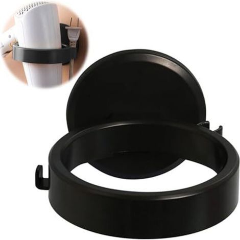 Hair Dryer Holder, No-Drill Hair Dryer Holder, Wall-Mounted Hair Dryer Holder, Self-Adhesive No-Drill Hair Dryer Holder, for Bathroom and Toilet (Black) (1/5)