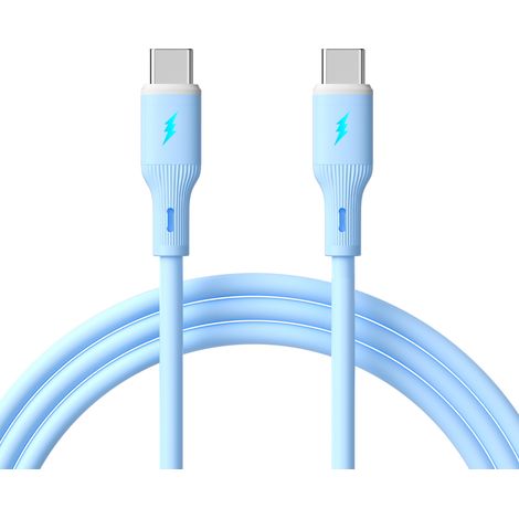 Cavo USB tipo C / USB tipo C da 1 m AK-USB-68 60W in silicone blu (1/2)