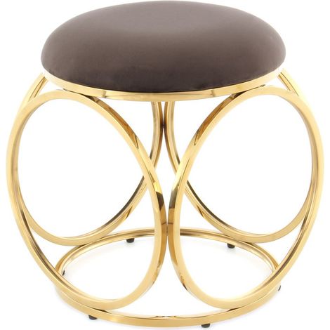 Pouf Whitney 300 in velluto taupe e struttura oro (1/3)