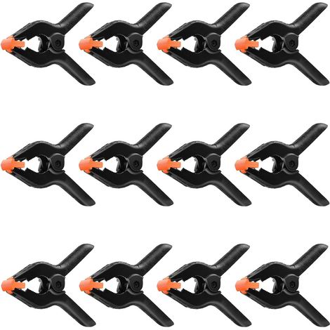 12 abrazaderas de resorte de nailon resistentes de 4 pulgadas para carpintería, ideales para proyectos de carpintería y estudios fotográficos. (1/5)