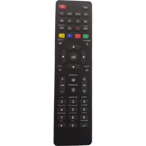 Télécommande Universelle - Compatible TV LCD LED 3D Smart TV - Pour LG Samsung TCL Philips Vizio Sharp Sony Panasonic Sanyo Toshiba Insignia - 1 Pièce (1/5)