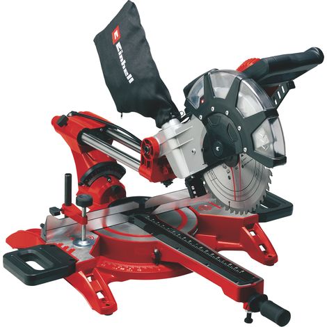 Einhell Zug-Kapp-Gehrungssäge TC-SM 2534/1 Dual (2350 W, max. 75 mm x 340 mm Schnitttiefe/-breite, Ø 250 mm Sägeblatt, beidseitig neigbarer Sägekopf, Zugfunktion, Laser)