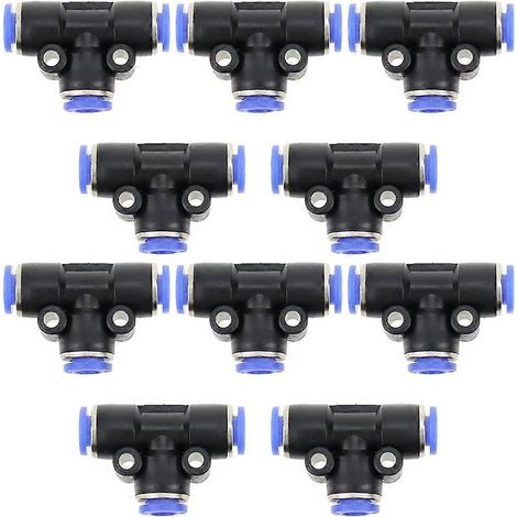 Connecteur en T PE8, raccords pneumatiques, raccords rapides 3 voies, bouchon de pression 8 mm, connecteur de pression (1/5)