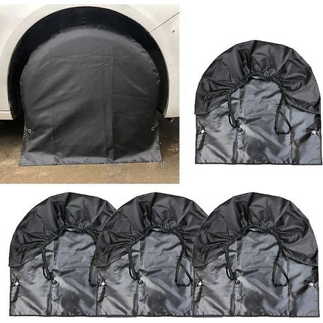 Protège-roue de secours imperméable pour caravane, camping-car et remorque, lot de 4, noir, housse anti-UV pour pneu extérieur. (1/5)