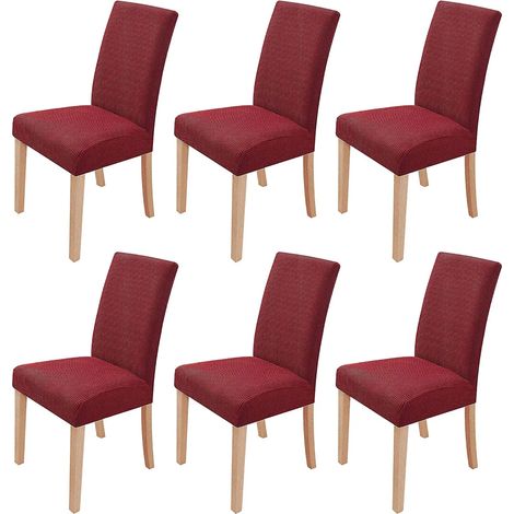 MINKUROW - Juego De 8 Fundas Elásticas Para Sillas De Comedor, Extraíbles Y Lavables, Modernas, Elásticas, Para Decoración De Sillas, Banquetes, Bodas, Fiestas (Rojo Vino) (1/5)