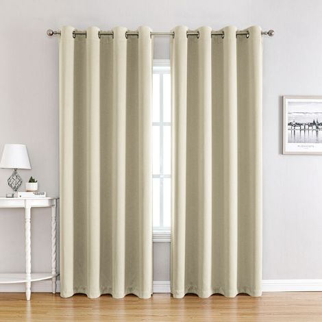 royaluxe -lot de 2 rideau rideaux opaques rideau de fenêtre thermique salon, 140x240 cm (larg x haut), beige (1/5)