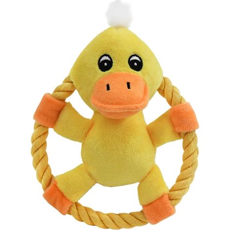 Corde à mâcher pour chien, en forme d'animal de dessin animé, avec couineur Corde à tirer pour chien, idéale pour les voyages, la voiture, le camping, les promenades, le jardin, le parc, la plage et (1/5)