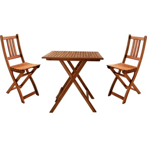 Balkonmöbel Set 3tlg Akazie Klapptisch 60 x 60 cm BLOOM (1/5)