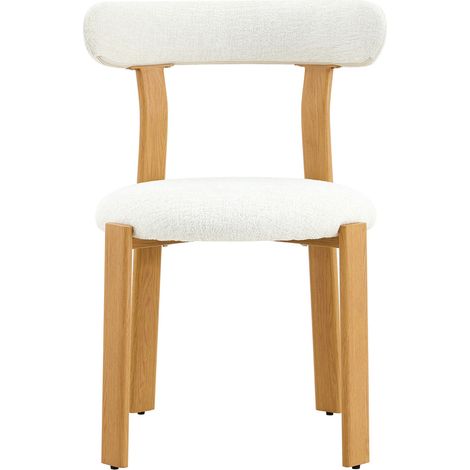 Set di 2 sedie da pranzo imbottite in tessuto bouclé bianco, schienale ergonomico (1/5)
